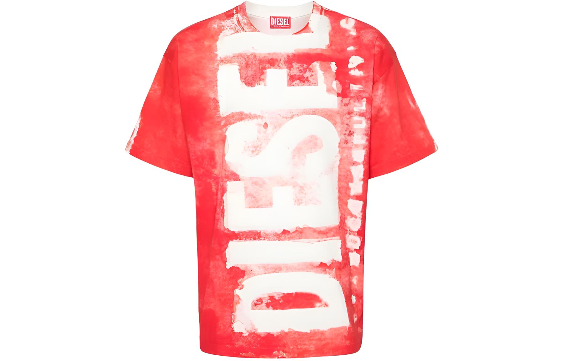 

Хлопковая футболка с принтом логотипа DIESEL, красный