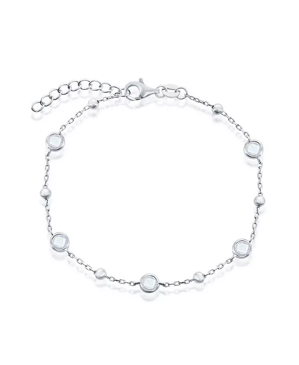 

Браслет из стерлингового серебра с оправой и фианитами (белого, зеленого, синего или красного цвета) Simona, white