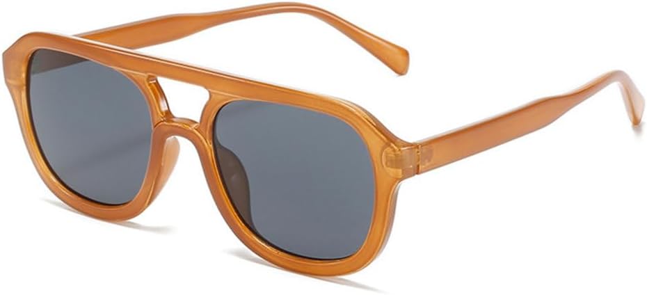 

Женские солнцезащитные очки LVTFCO Retro с двойной перемычкой, модные очки-гелевые очки, трендовые мужские солнцезащитные очки Blue Tea с защитой от УФ-излучения UV400, Tea Gray