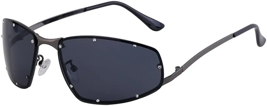 

Панк-солнцезащитные очки для женщин и мужчин, винтажные прямоугольные солнцезащитные очки для женщин, металлическая оправа, защита от ультрафиолета UV400 VFDHN, 2