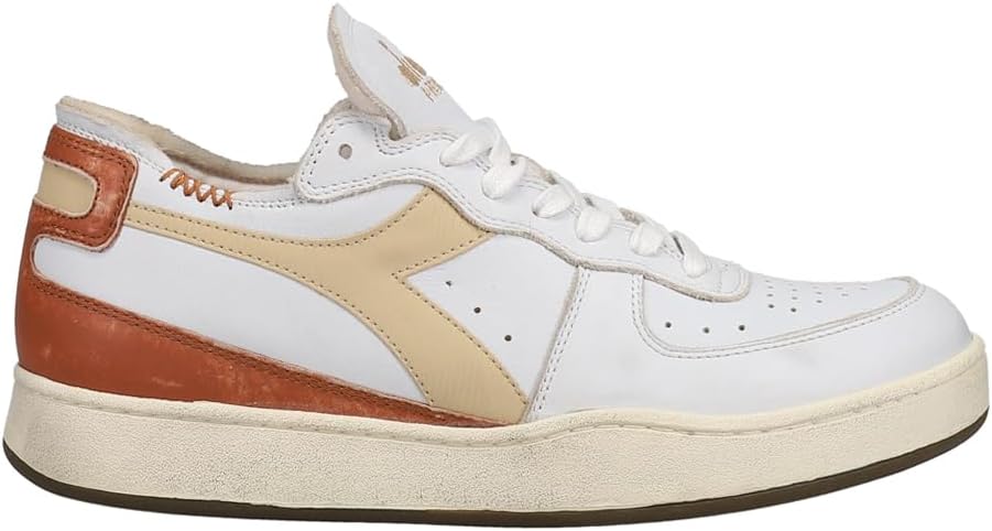 Мужские кроссовки Diadora Mi Basket Row Cut с шнуровкой для повседневного использования - бежевые, белые