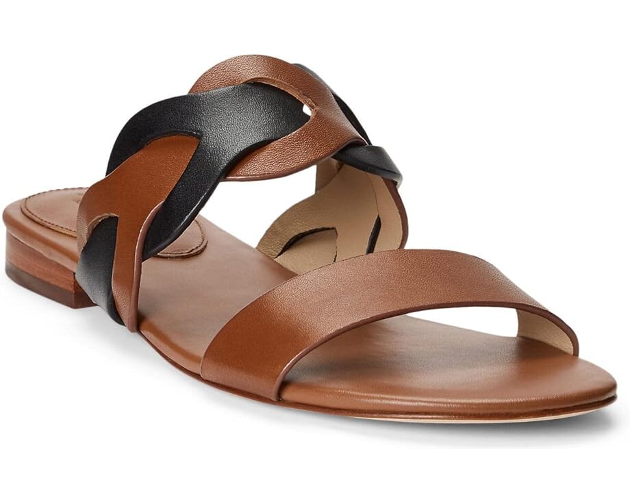 

Сандалии LAUREN Ralph Lauren Edyth Leather Sandal, цвет Deep Saddle Tan/Black