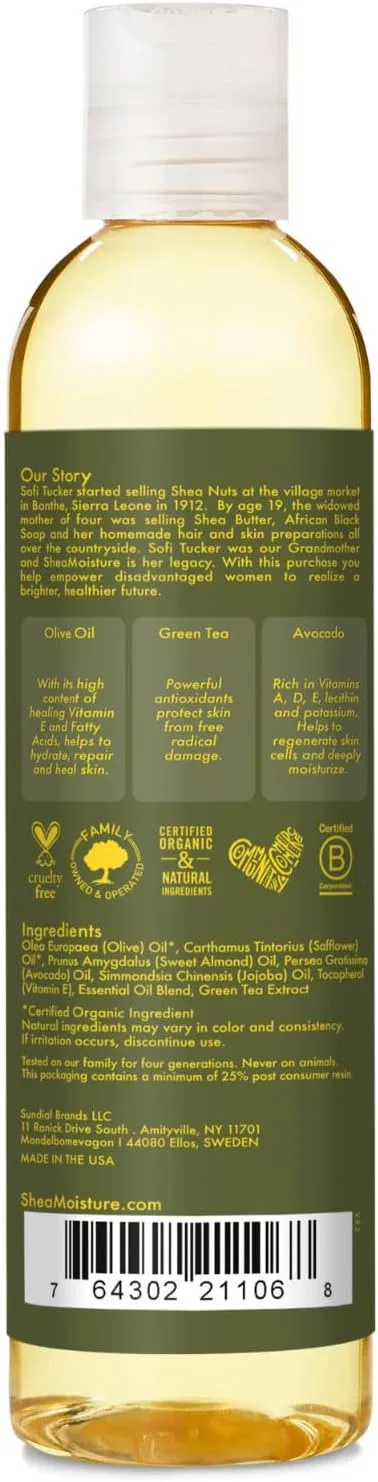 Масло для ванны, тела и массажа Olive & Green Tea Shea Moisture, 8 fl oz — фото 2