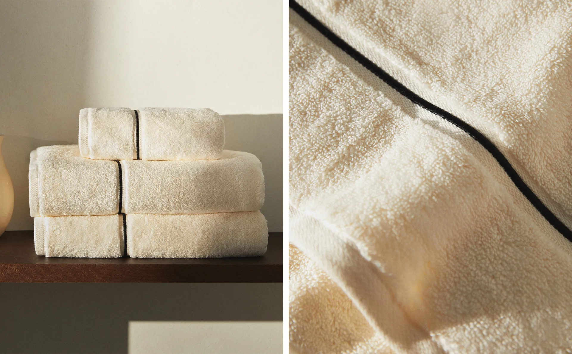 

Банное полотенце с вышивкой Zara Home, экрю/черный