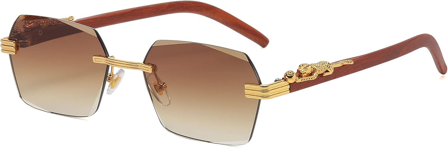 

Безупречные очки. Ретро-солнцезащитные очки без оправы. Роскошные винтажные металлические прямоугольные солнцезащитные очки с тонированными цветными линзами FLAWLESS EYEWEAR, Brown