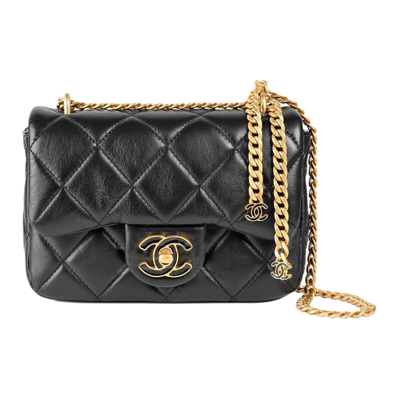 

CHANEL Классический клатч мини квадратный с клапаном из овчины Сумка через плече Ремешок для женщин Черный