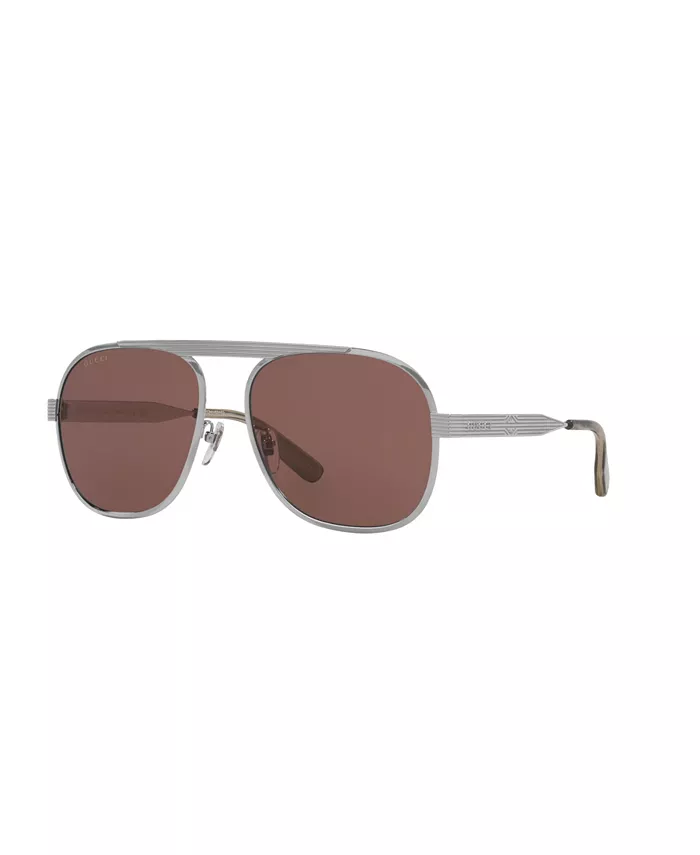

Мужские солнцезащитные очки-пилот, GG1514S GC002210 Gucci, серебряный