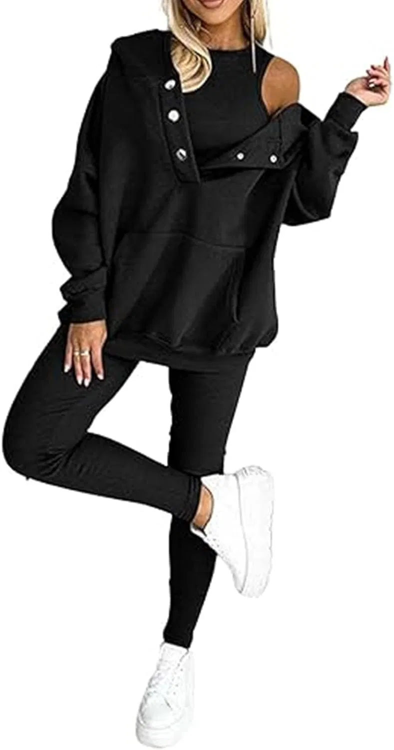 Женский спортивный костюм из 3 предметов, Black