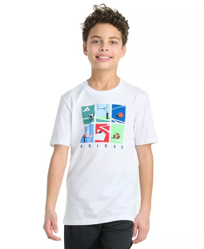 

Футболка с коротким рукавом Big Boy Multi-Sport Grid Graphic adidas, белый