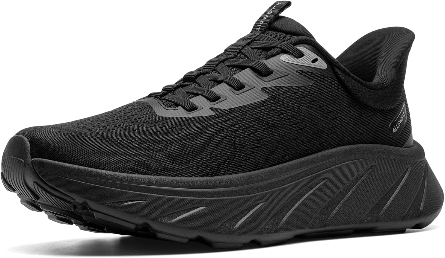 

Мужские кроссовки без шнурков для ходьбы и бега, устойчивые, для тенниса, с противоскользящей подошвой, удобные для тренировок, спортзала, дышащие, легкие, активные, модные Allswifit, черный