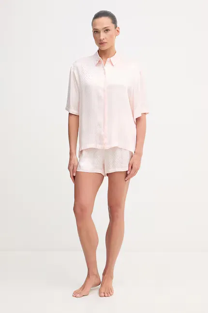 Пижамная рубашка из вискозы B Monogram Top BOSS, розовый — фото 2