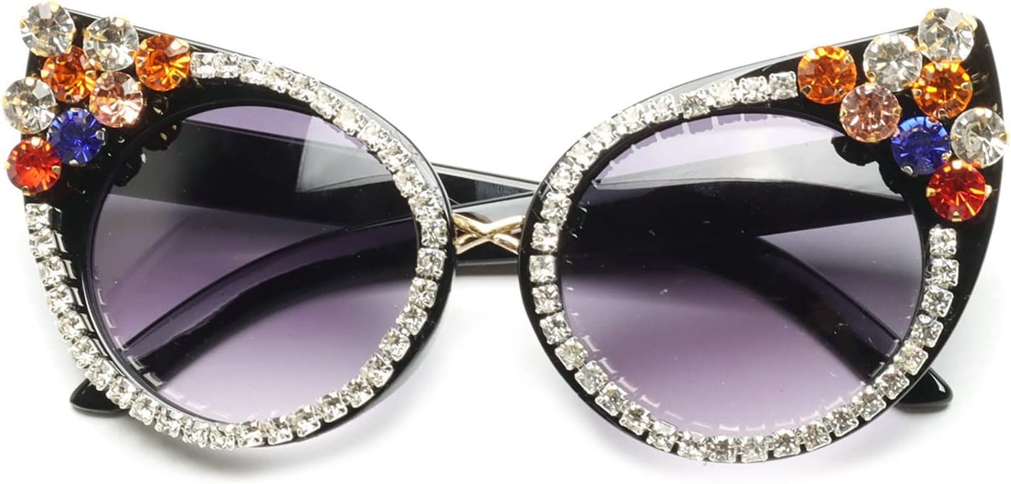 

Солнцезащитные очки «Кошачий глаз» с бриллиантами, женские, ручная работа, цветочный узор, разноцветные стразы, блестящие жемчужные бриллианты, кристаллы COTIA, Black2