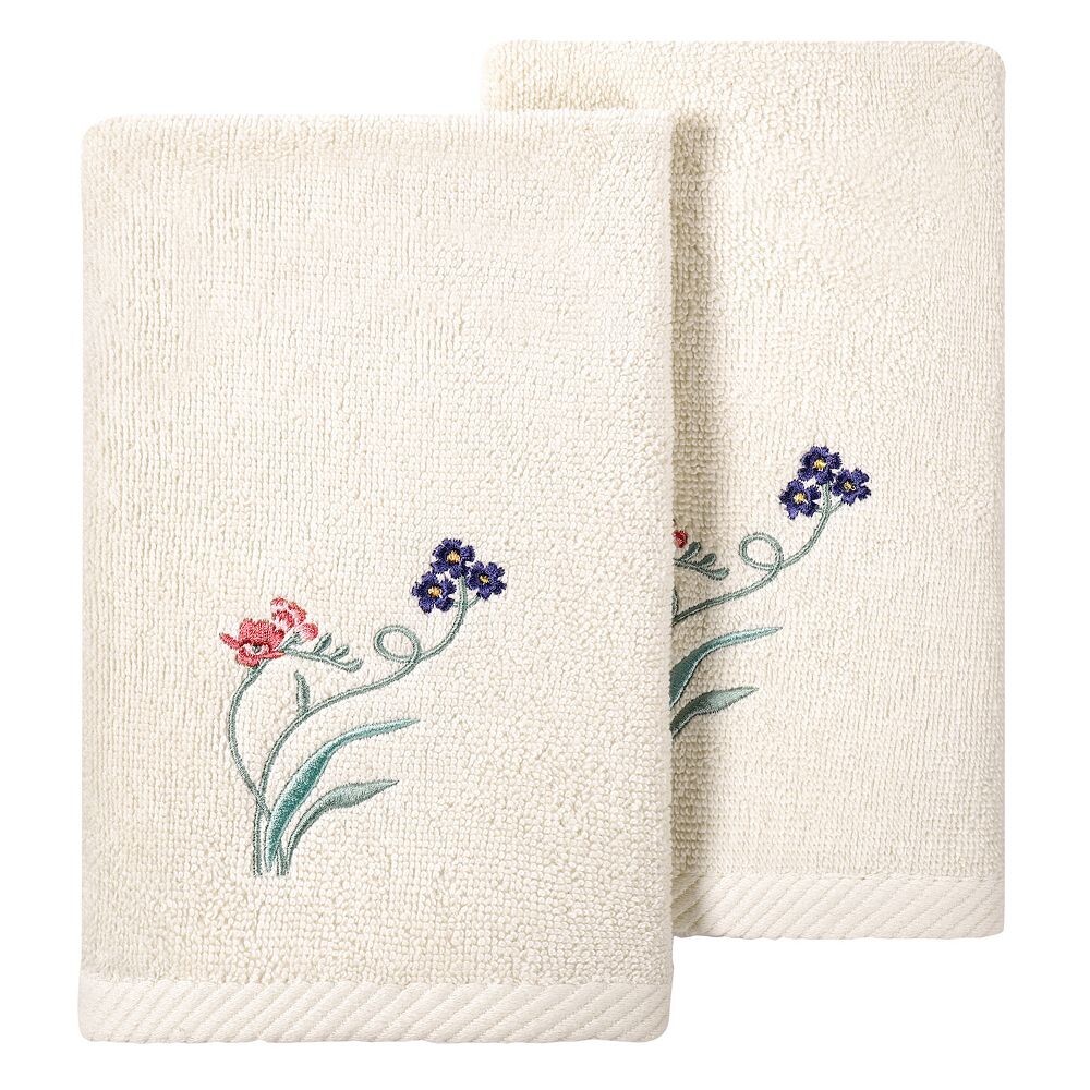 

Linum Home Textiles Турецкий хлопок Stella Набор полотенец для пальцев с украшением из 2 предметов, бежевый