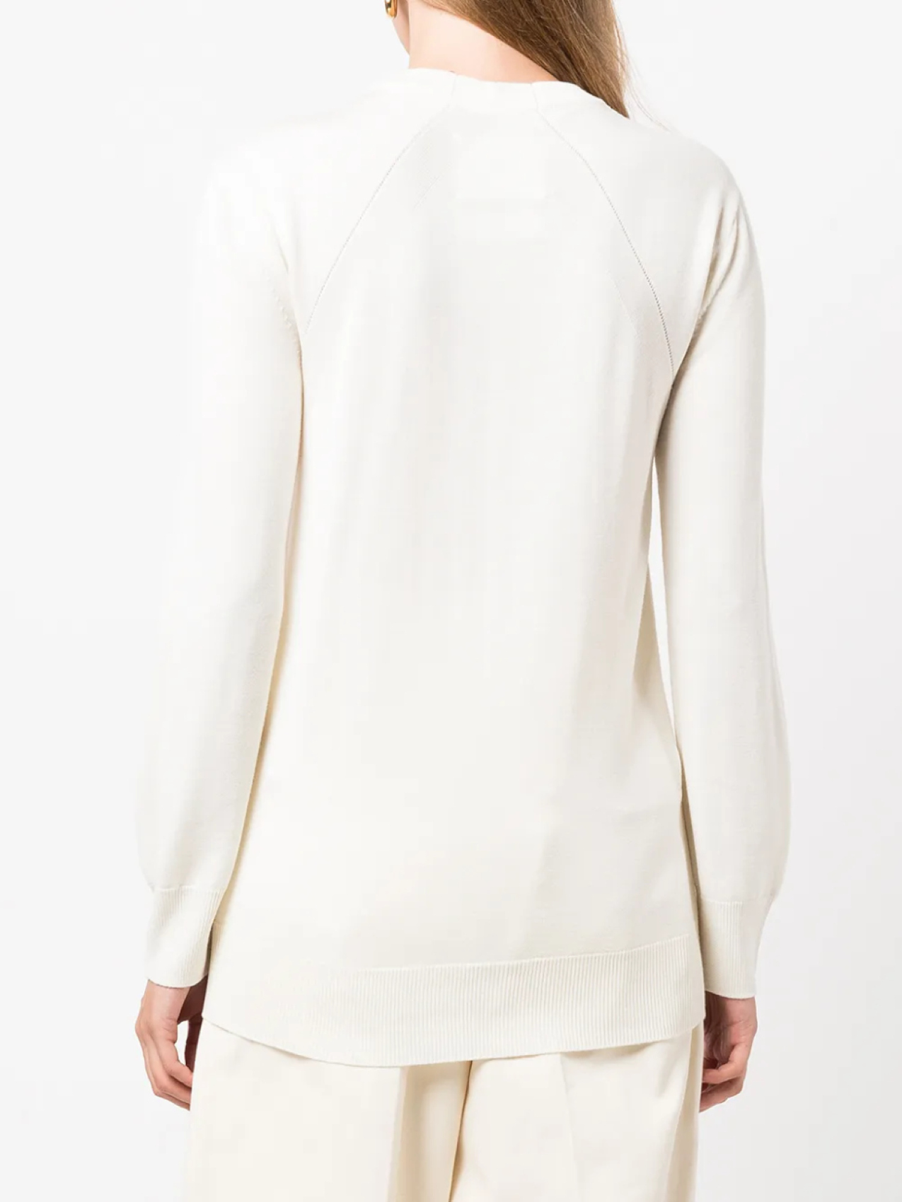 Jil Sander свитер из шерсти мериноса с круглым вырезом, зеленый — фото 4