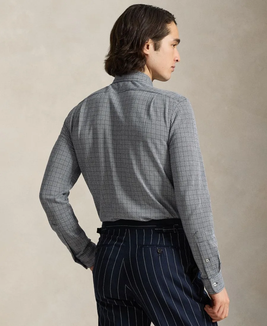 Мужская рубашка с отложным воротником в клетку «Глен Плейд» Polo Ralph Lauren, glen plaid-newport темно-синий/белый — фото 4