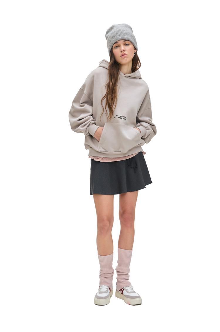 

Толстовка с принтом «Эспрессо» Pull And Bear, серый