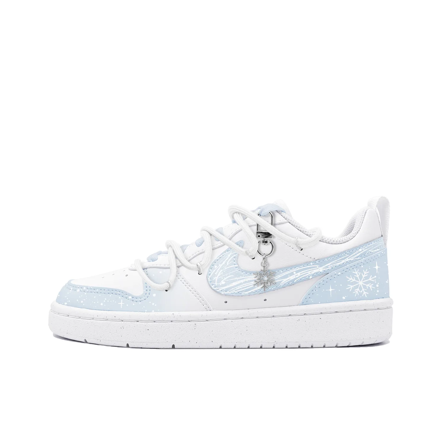Кроссовки Court Borough 2 Dong Snow, натуральная кожа, пастельные тона, женственный дизайн Nike, белый/синий — фото 3