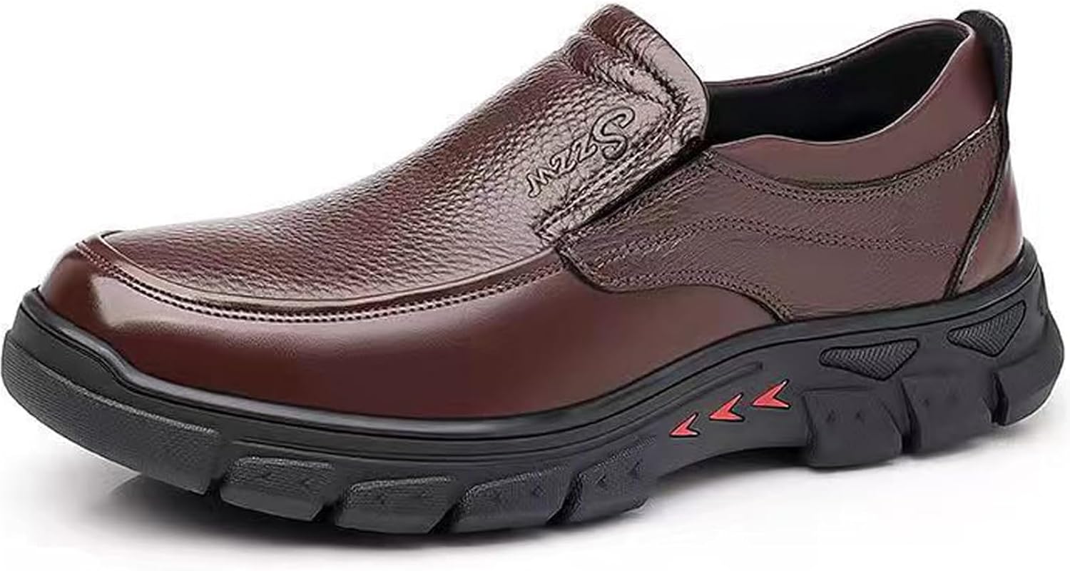 

Мужские слипоны повседневные лоферы комфортные кожаные нескользящие прогулочные туфли роскошные мягкие деловые обувь для офиса и вождения Chaoyang, коричневый