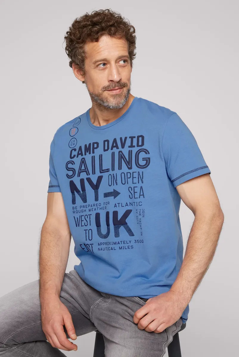 

Рубашка CAMP DAVID с круглым вырезом, хлопок, синий