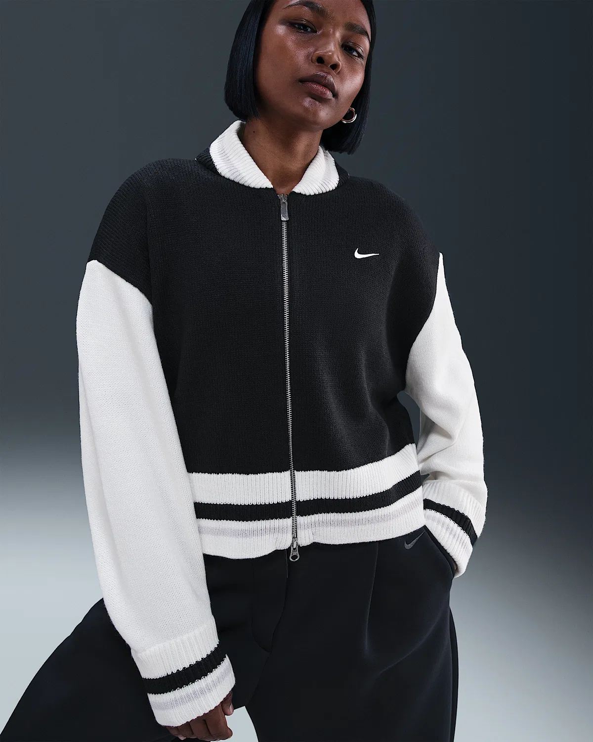 Женский кардиган Nike Sportswear, Black/Sail/Vast Grey/Sail