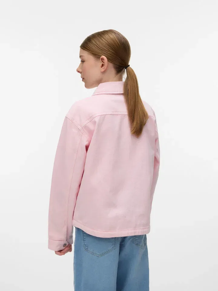 Джинсовая куртка, хлопок, Vero Moda Girl, розовый — фото 3