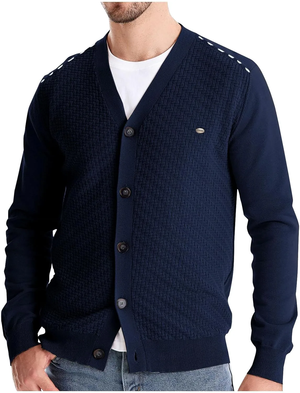 

Кардиган для мужчин с воротником стойкой и карманами AQAYL