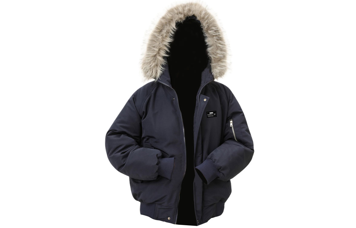 

Пуховик Unisex с меховым воротником утолщенный карго ZIAREL, темно-синий[removable logo]