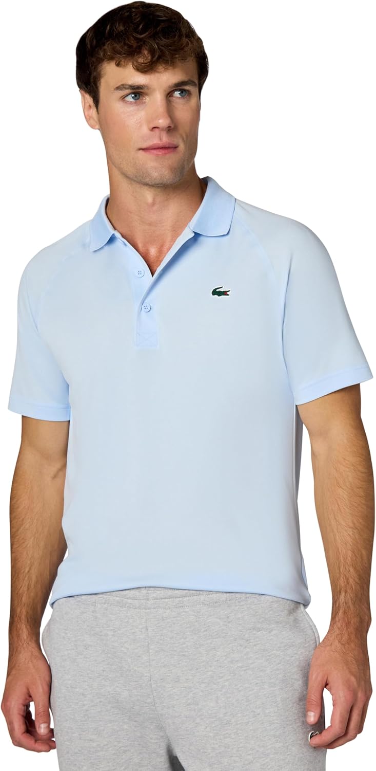 Поло Lacoste, мужское, спортивное, зеленый/голубой