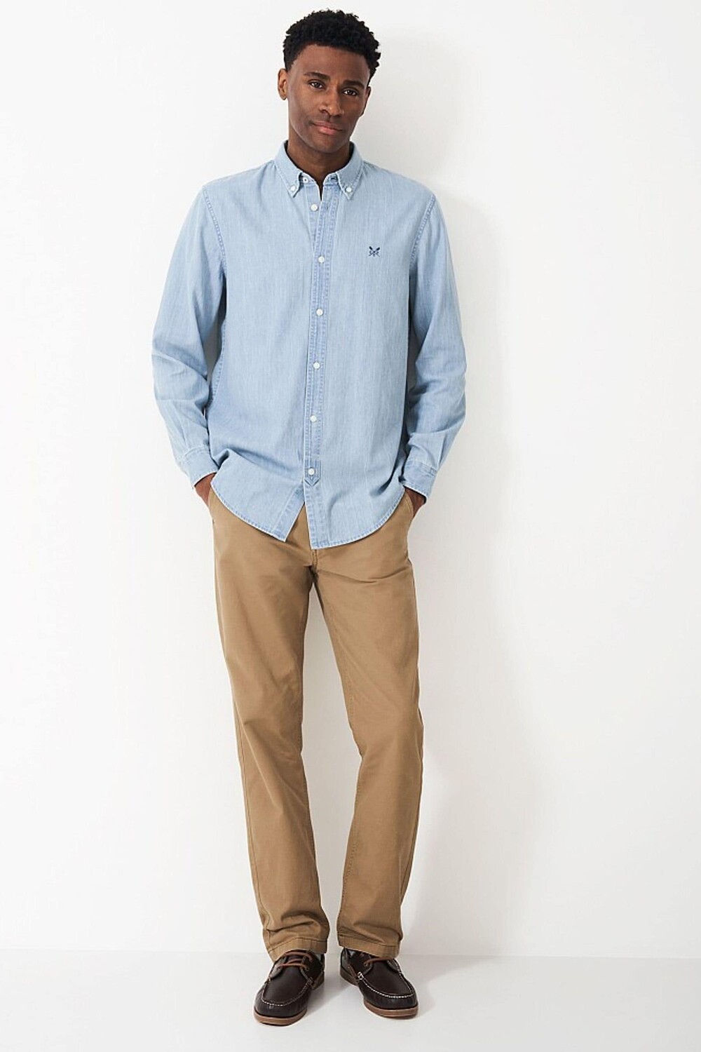 

Классическая рубашка из шамбре с длинными рукавами Crew Clothing Crew Clothing Company, синий