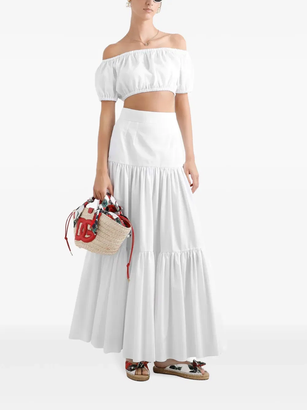 Многоярусная макси-юбка Dolce & Gabbana, белый — фото 2