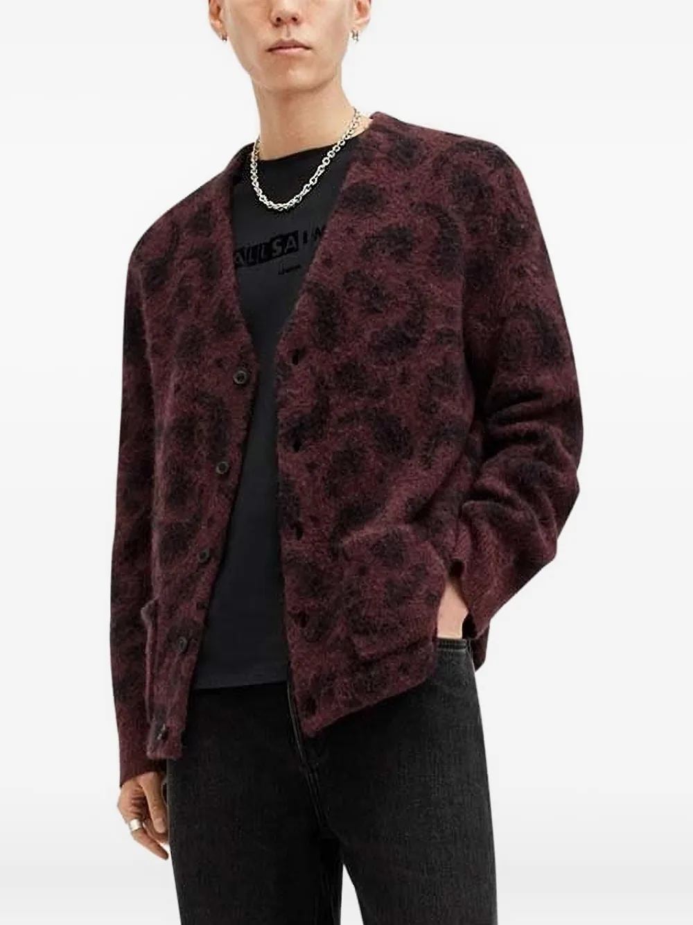 

Кардиган с принтом пейсли AllSaints, фиолетовый