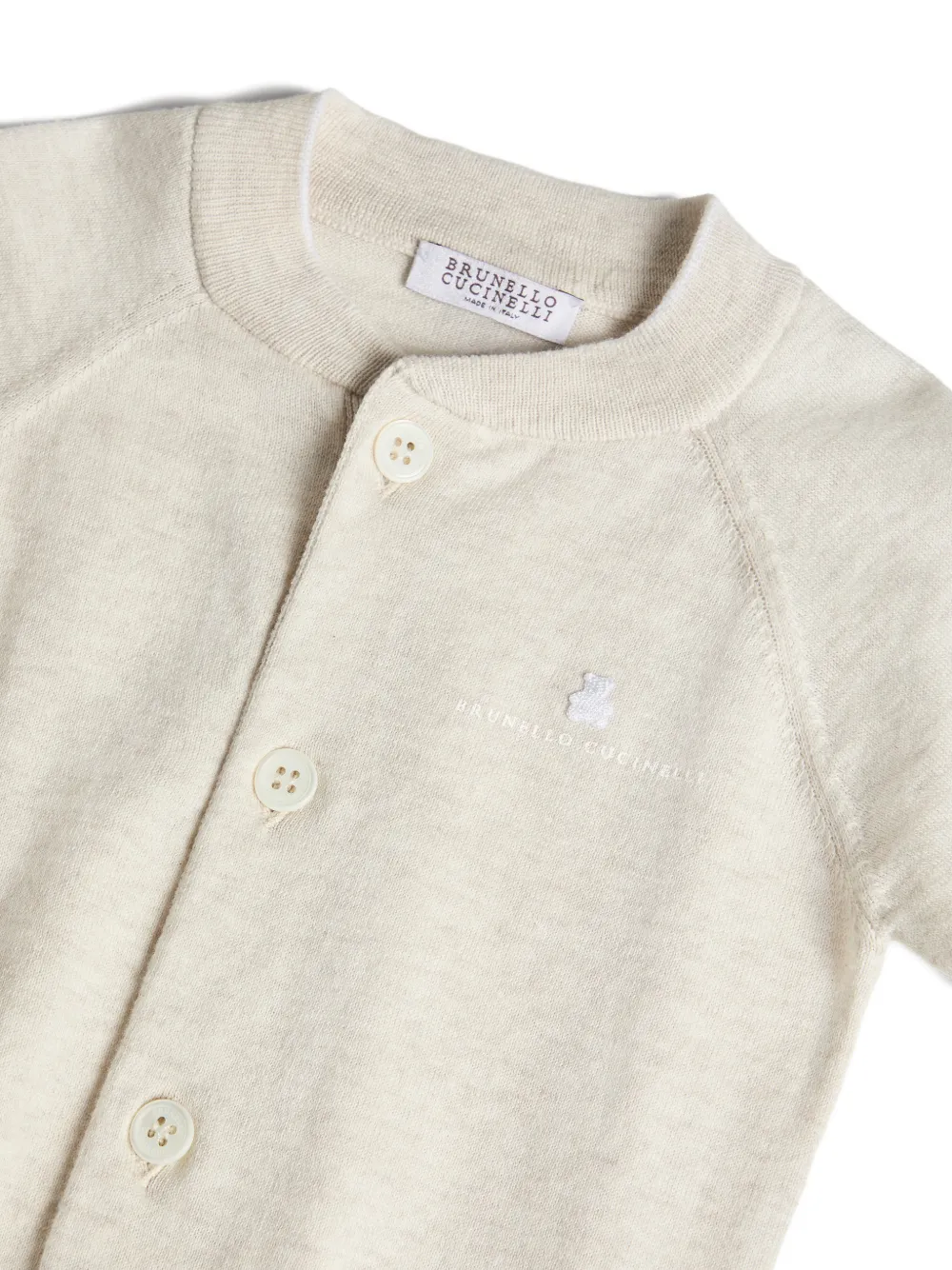 Легкий хлопковый кардиган Baby Bernie Brunello Cucinelli Kids, бежевый — фото 3