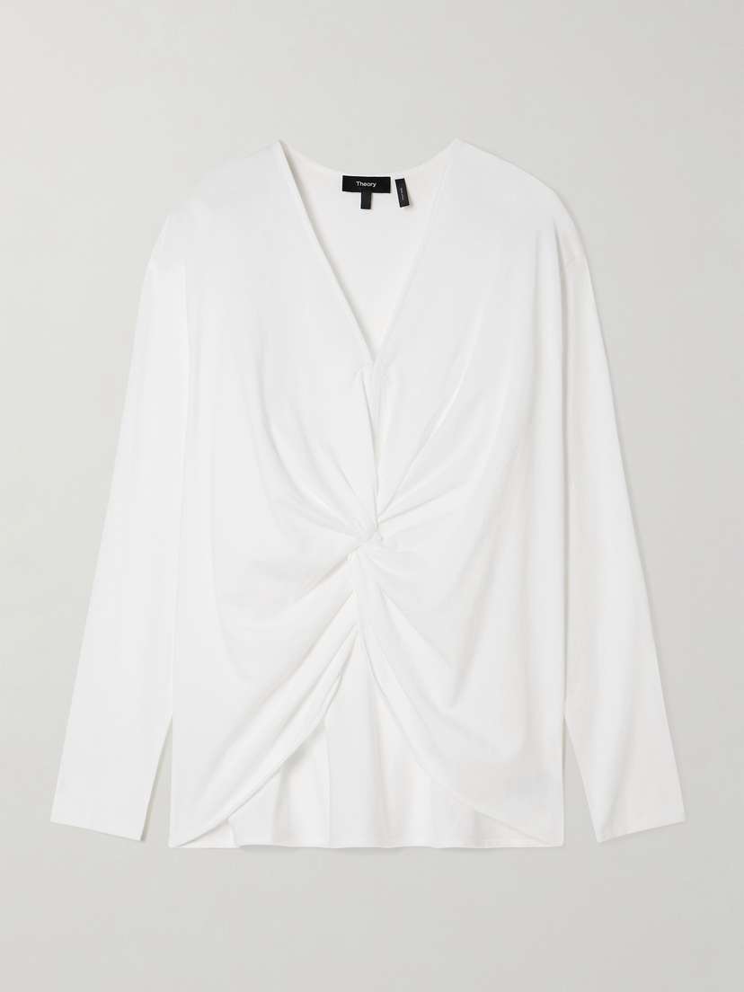 

Блузка из хлопка пима с закручивающейся передней частью Theory, белый