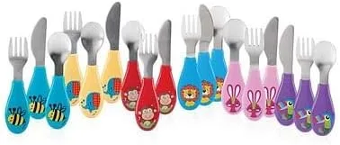 Нож и вилка Nuby Toddler из нержавеющей стали, красные, 12м+ — фото 2