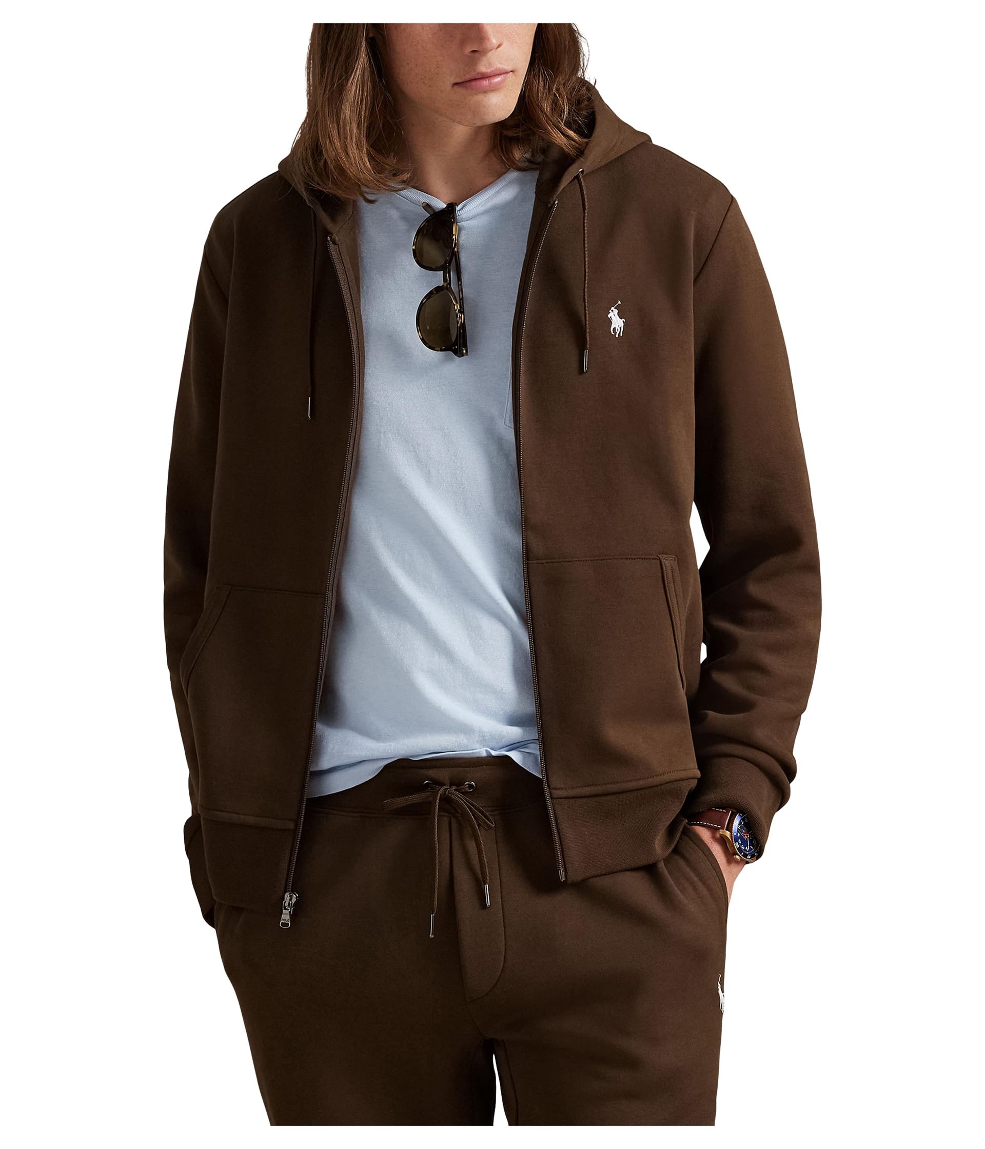 

Худи Polo Ralph Lauren Double-Knit Full-Zip Hoodie, цвет Branch Brown