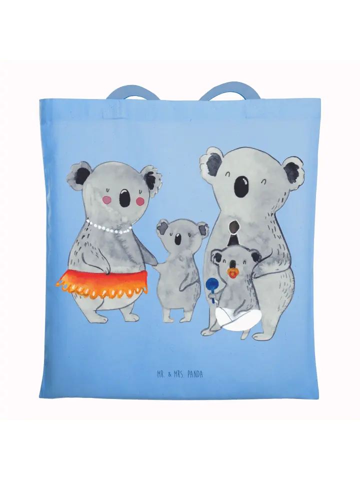 

Сумка для переноски Mr & Mrs Panda Koala Familie ohne Spruch, небесно-синий