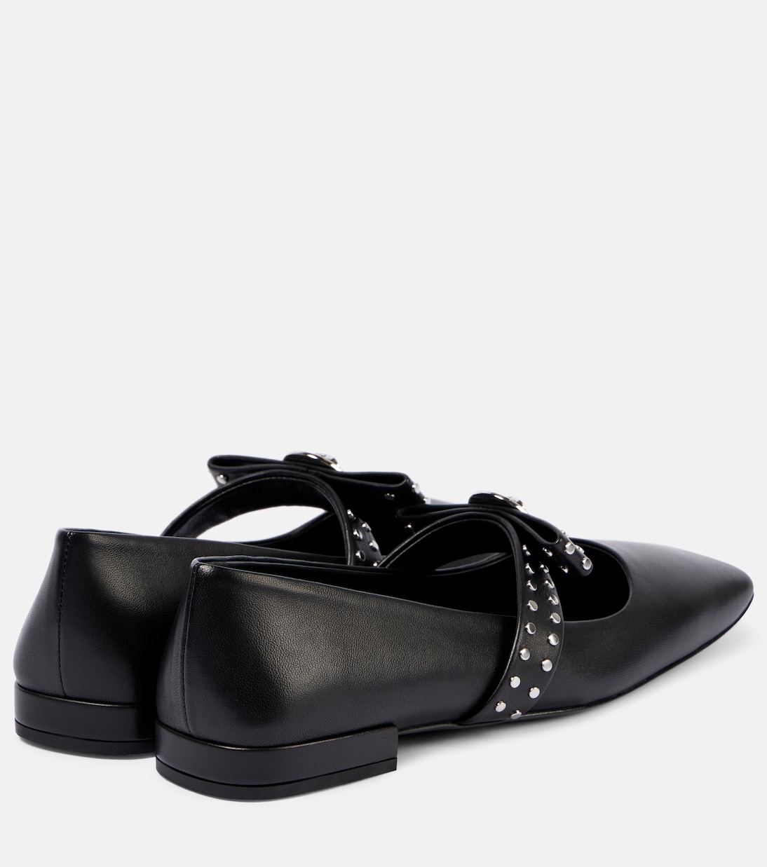 Кожаные балетки с заклепками Gianni Ribbon Versace, Black-Palladium — фото 3