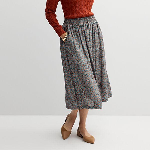 

Юбка на резинке с ярусами и глянцевой передней частью Petite Croft & Barrow, Olive Garden