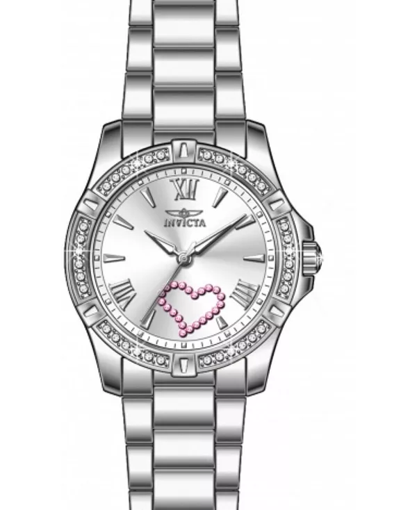 

Женские кварцевые часы Angel 49842 с тремя стрелками и серебристым циферблатом Invicta, silver