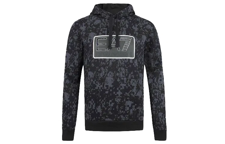Свитшот мужской серый black с капюшоном, средней посадки, regular EMPORIO ARMANI, Gray Black