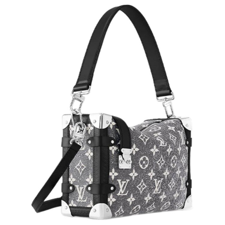 LOUIS VUITTON Монограммный жаккардовый джинсовый сайд-транк серый — фото 3