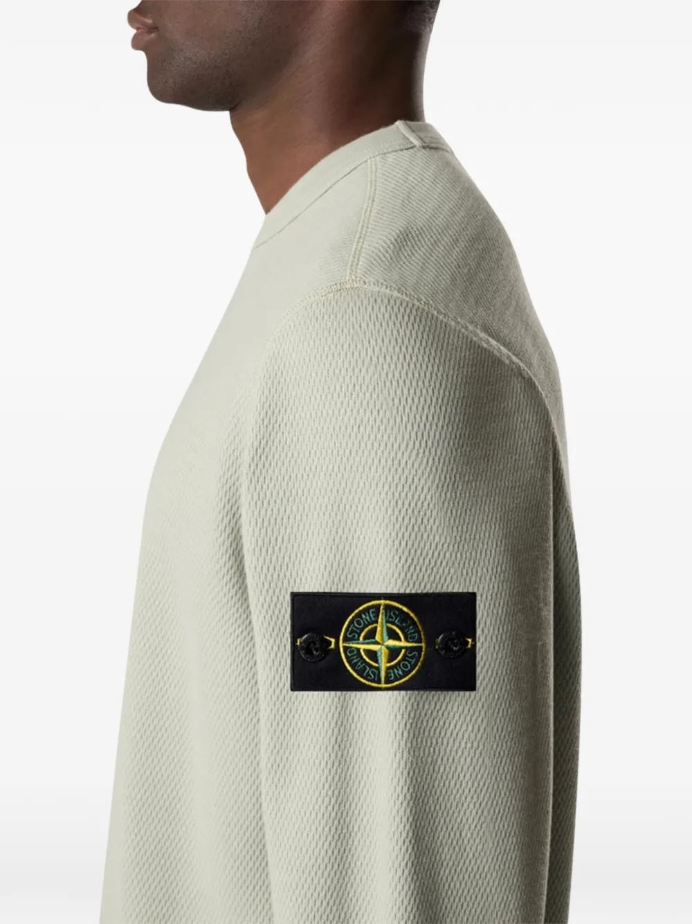 Свитер с круглым вырезом и нашивкой с логотипом Stone Island, зеленый — фото 2