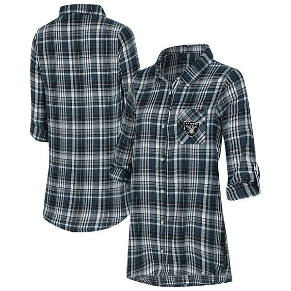 

Женская ночная рубашка concepts sport black las vegas raiders laney plaid tri-blend на пуговицах Unbranded