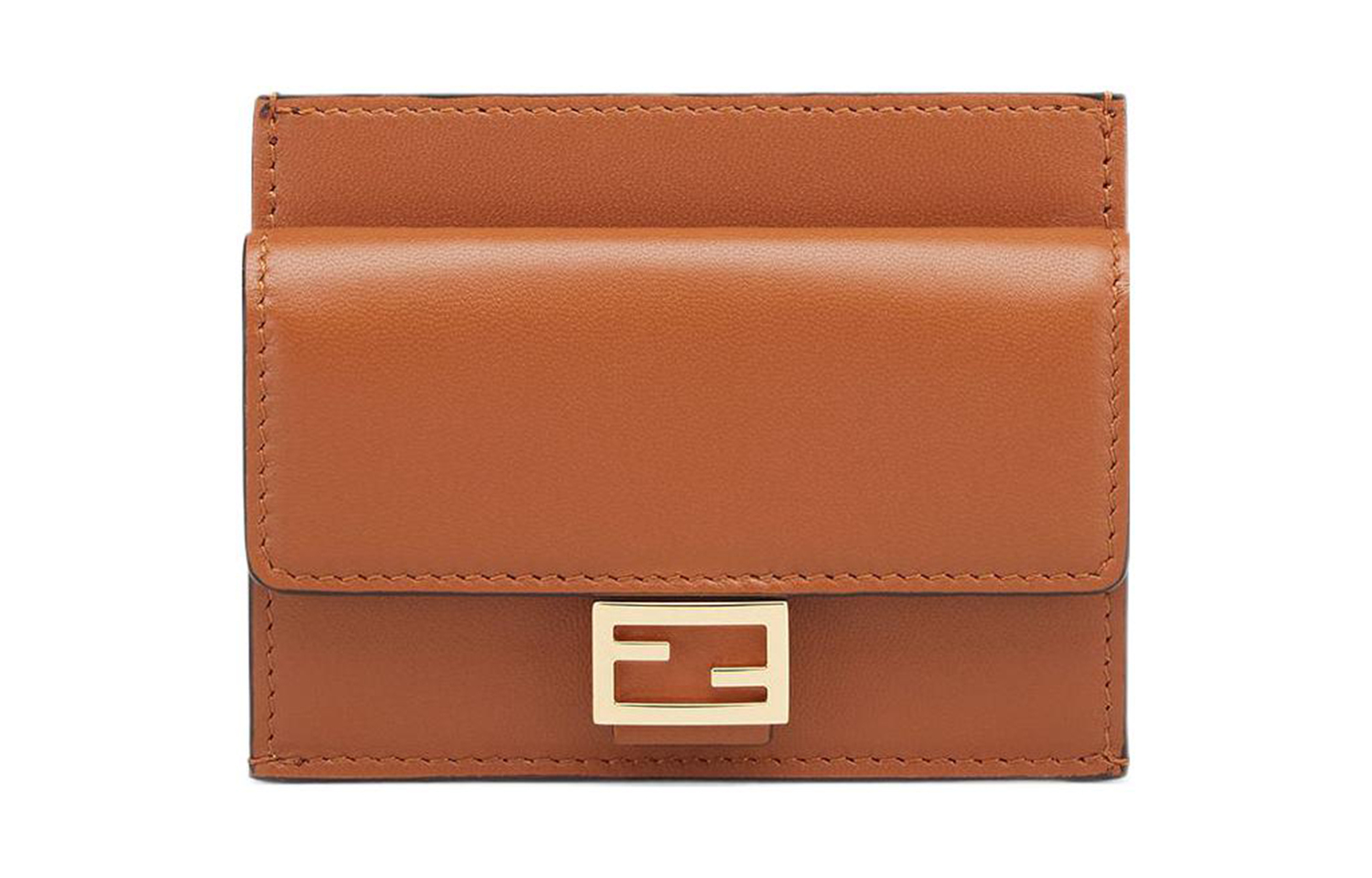 

FENDI Кожаный картхолдер сумка-багет для женщин коричневый