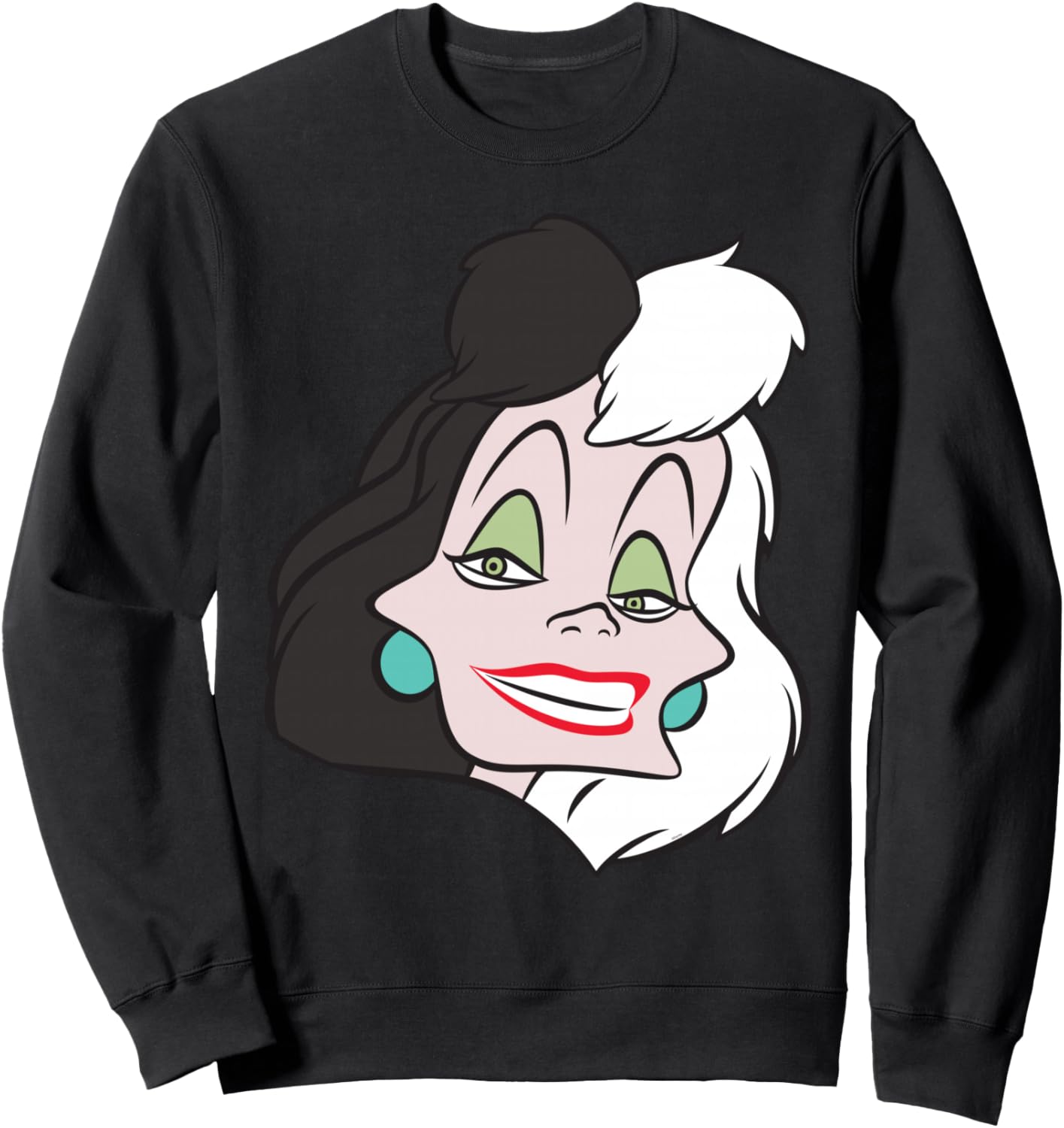 

Модный костюм злодейки Диснея Круэллы де Виль с большим лицом, толстовка Disney, черный