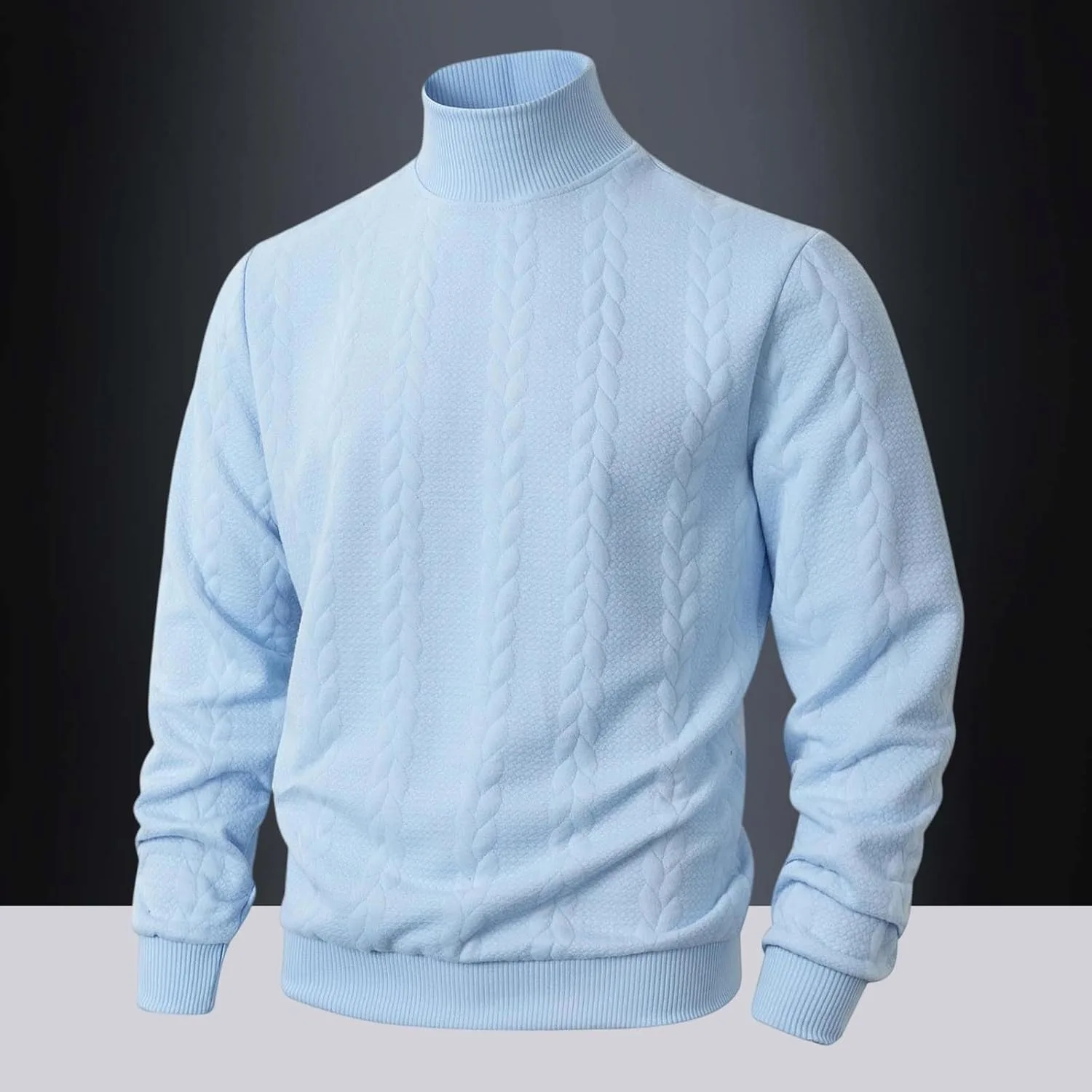 Мужской водолазка Slim Fit с кабельной вязкой — фото 2