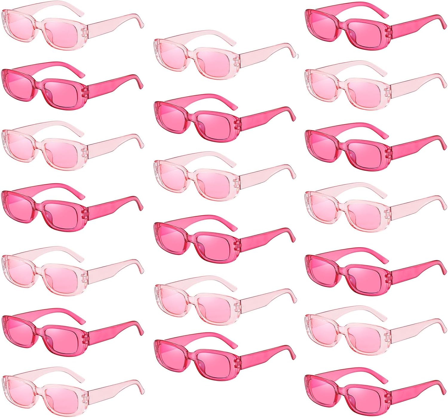 

Pibupibu 8/20 Pack Красочные маленькие прямоугольные солнцезащитные очки для вечеринок, винтажные узкие квадратные очки в стиле Y2K для женщин и мужчин, 20-pink Hotpink