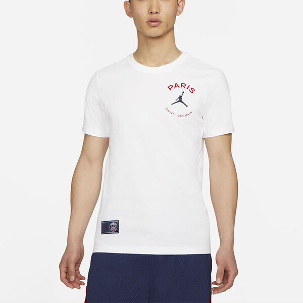 Футболка Air Jordan Paris Saint-Germain Logo Printing Sports Round Neck Short Sleeve White, белый — фото 4
