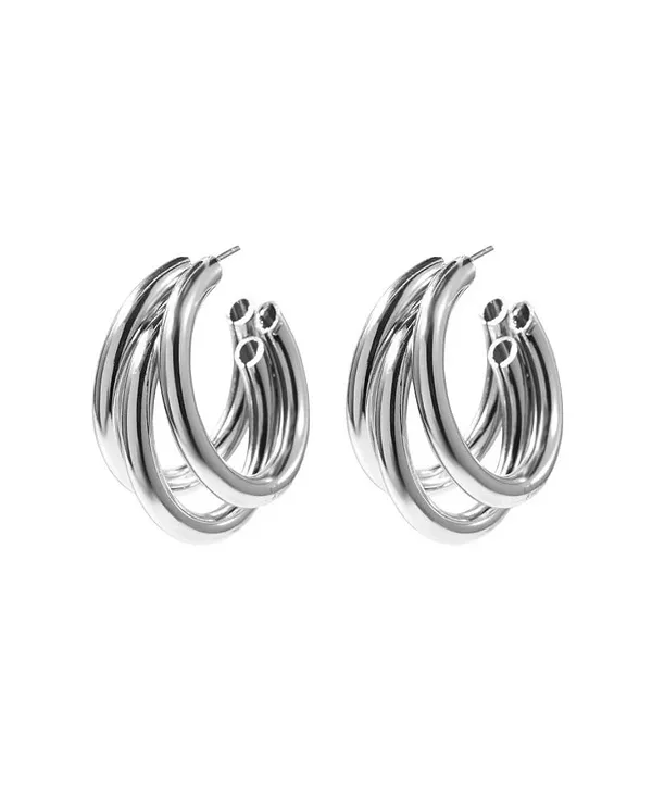 

Серьги-Кольца Serenity Triple Hoops Trio Huggie Hoops Hollywood Sensation, silver