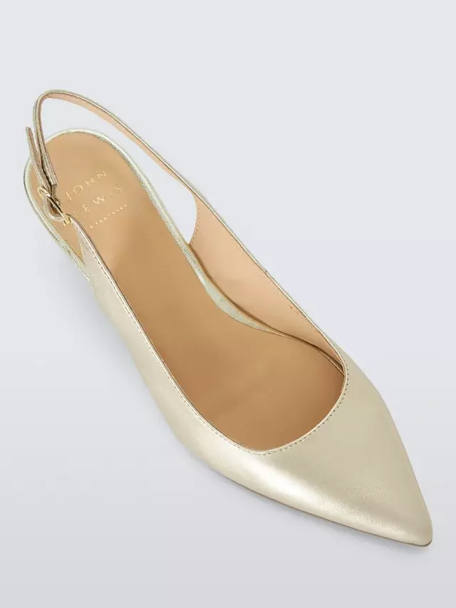 Туфли-лодочки John Lewis Greece Leather Kitten Heel Slingback, цвет platino — фото 4